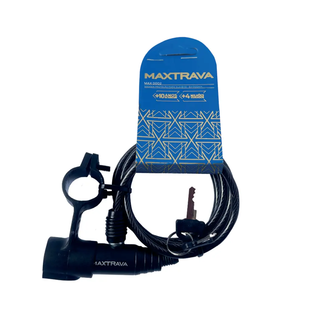 CADEADO ESPIRAL C/CHAVE 6X1M C/SUP FUME P/BICICLETA MAXTRAVA
